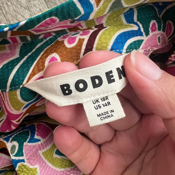 Boden Green Kate Satin Shirt Dress US Size 14R - Picture 14 of 14